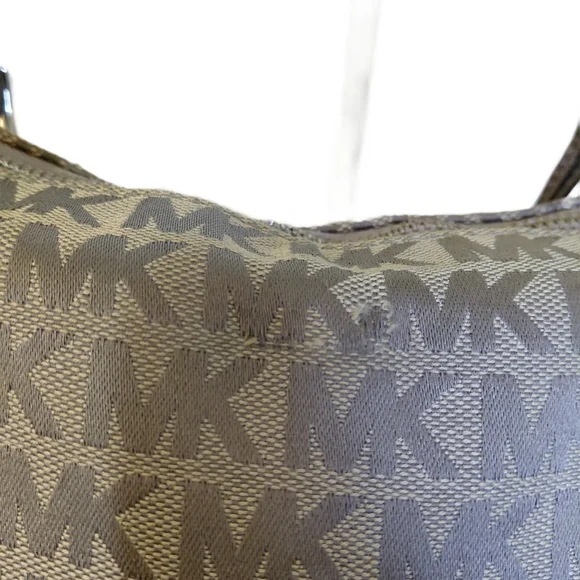 Michael Kors Jet Set Gray Logo Tote Monagrammed Shoulder Bag - Picture 10 of 13
